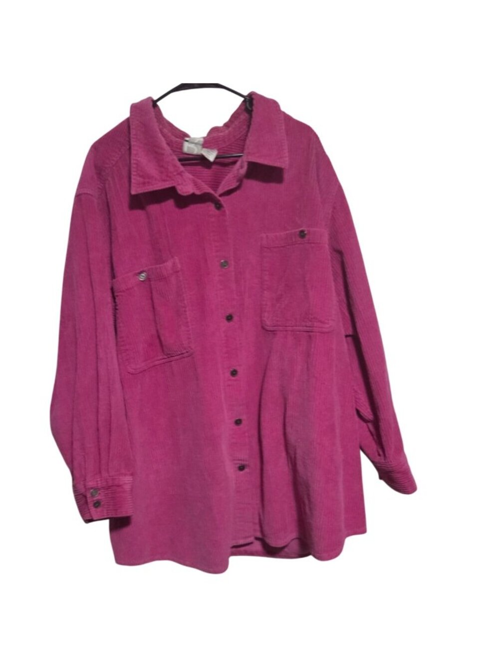 Vintage Roamans Corduroy Button Up Shirt Womens Plus Size 4X Pink Jacket 4X